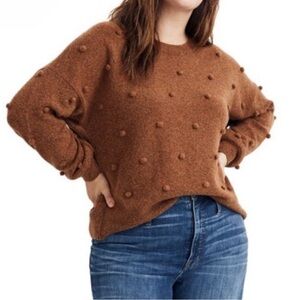 Madewell Brown Pom-Pom Sweater